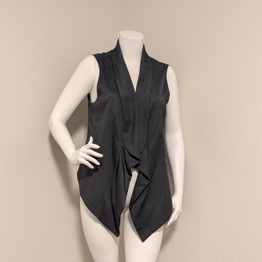 Ellen Tracy Stylish Dark Gray Sleeveless Asymmetrical XL Vest Top